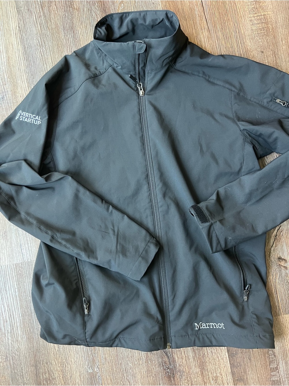 Marmot Black Lightweight Softshell Jacket with Vertical Startup Logo